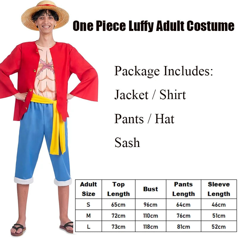 Przebranie One Piece – strój dla dorosłych Monkey D. Luffy (kompletny zestaw)