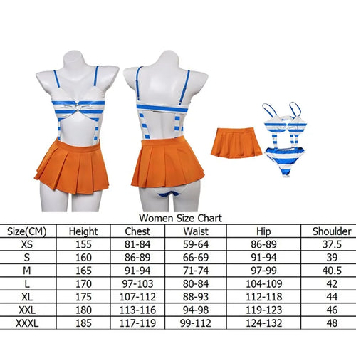 Kostium cosplay One Piece – strój Nami (wersja Zou z pomarańczową spódnicą)