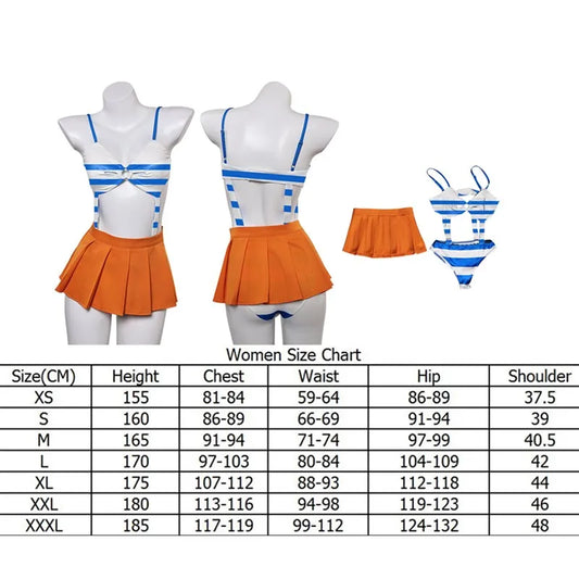 Kostium cosplay One Piece – strój Nami (wersja Zou z pomarańczową spódnicą)