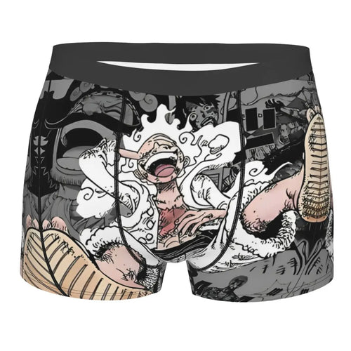 Bokserki – czarno-biały kolaż One Piece