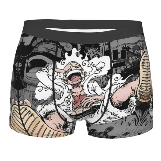 Bokserki – czarno-biały kolaż One Piece