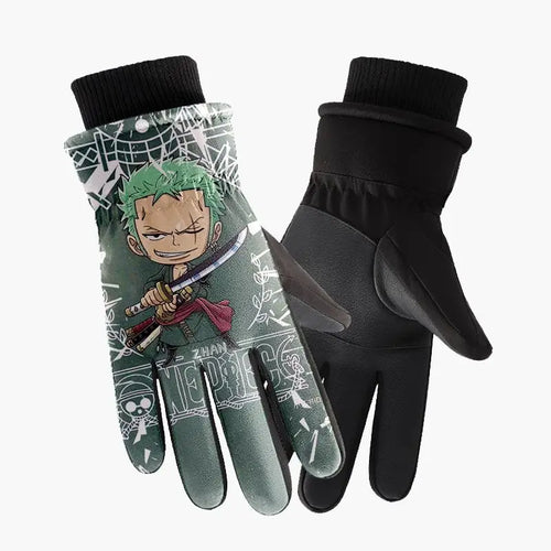 Rękawiczki One Piece – Roronoa Zoro, zielona ilustracja