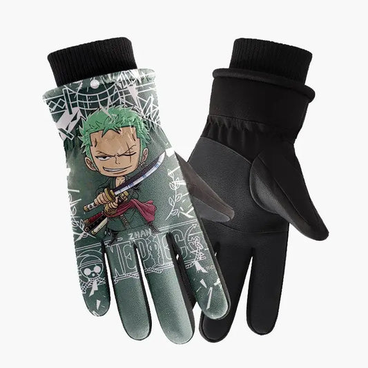 Rękawiczki One Piece – Roronoa Zoro, zielona ilustracja