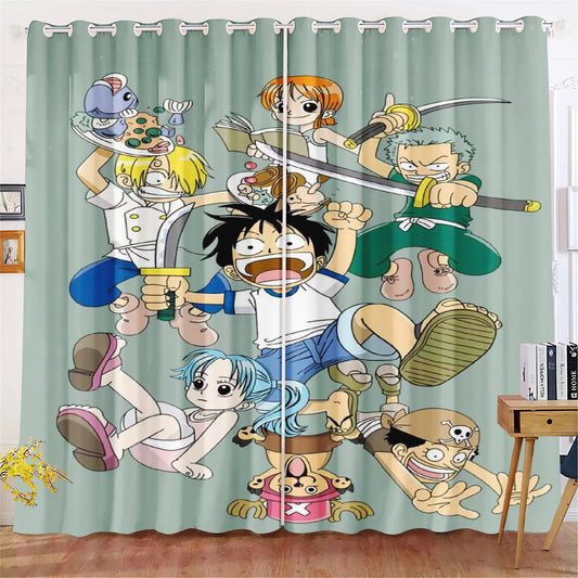Zasłona One Piece – radosna ilustracja całej załogi