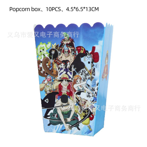 Pudełka na popcorn One Piece – opakowania na przekąski na imprezę (zestaw 10 sztuk)