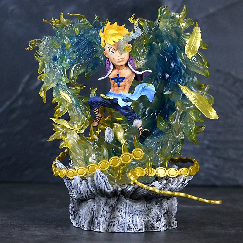 Statua One Piece — Marco Feniks (efekty niebieskich płomieni)