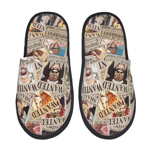 Kapcie One Piece – wzór vintage z listem gończym Wanted
