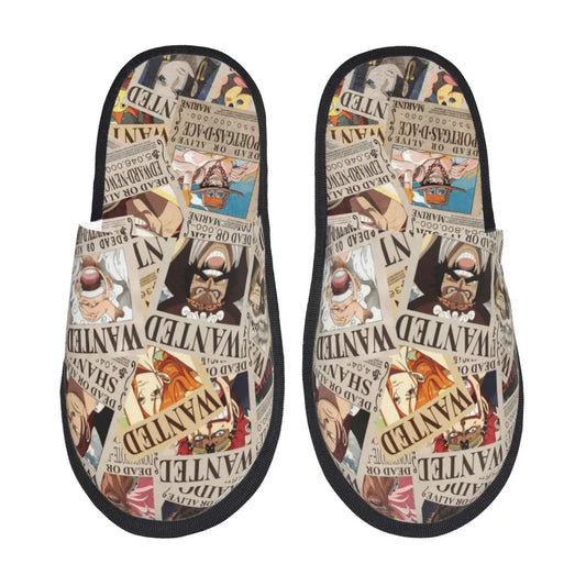 Kapcie One Piece – wzór vintage z listem gończym Wanted