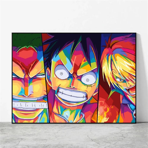 Tryptyk pop-art One Piece – załoga Słomkowych w walce