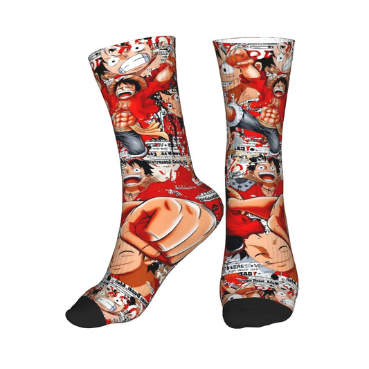 Skarpetki One Piece - Czerwony kolaż Luffy’ego
