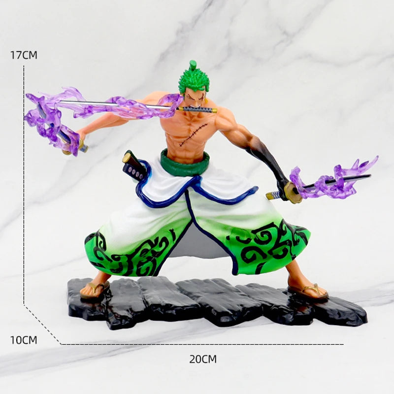 Figurka One Piece — Roronoa Zoro, technika trzech mieczy (zielona aura)