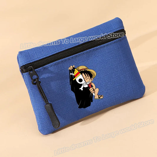 Portmonetka One Piece – Luffy w stylu kreskówkowym na niebieskim tle