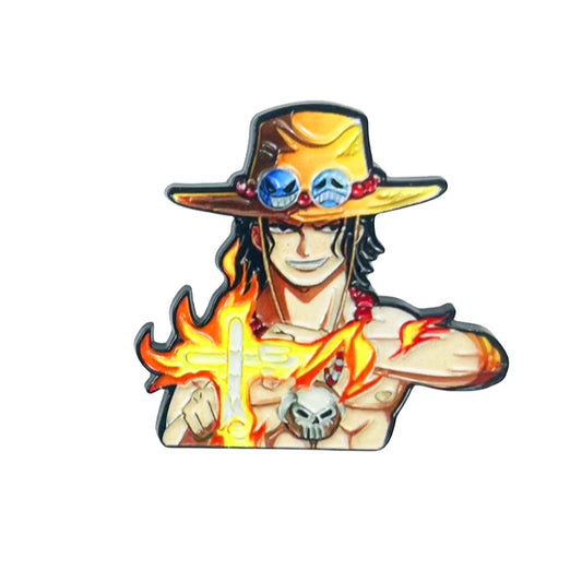 Przypinki One Piece – Portgas D. Ace, Płonące Pięści, chibi