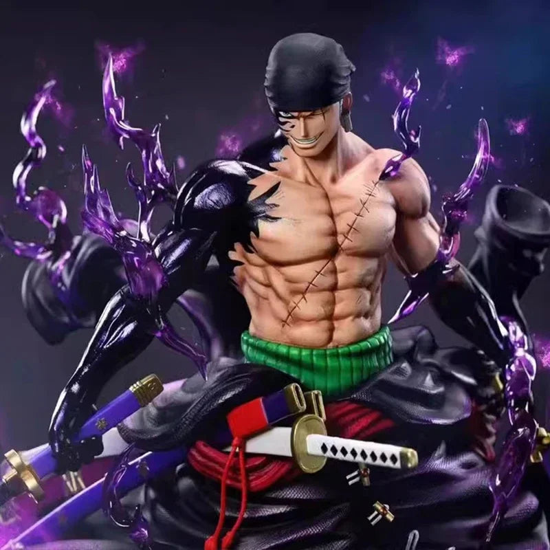 Figurka One Piece – Roronoa Zoro z trzema mieczami (efekty niebieskich płomieni)