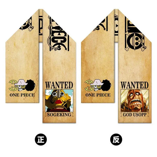 Szalik One Piece – Monkey D. Luffy z plakatem „Wanted”, klasyczny