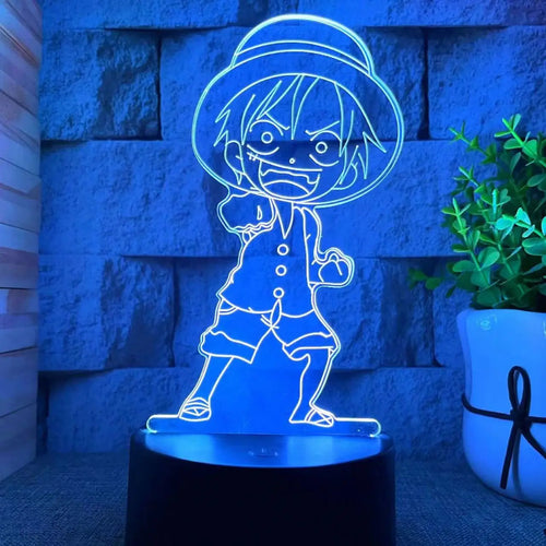 Lampka nocna LED One Piece – design Monkey D. Luffy Chibi (niebieska)