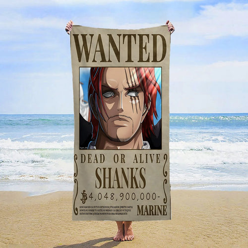 Ręcznik plażowy One Piece – Wanted Shanks Rudowłosy