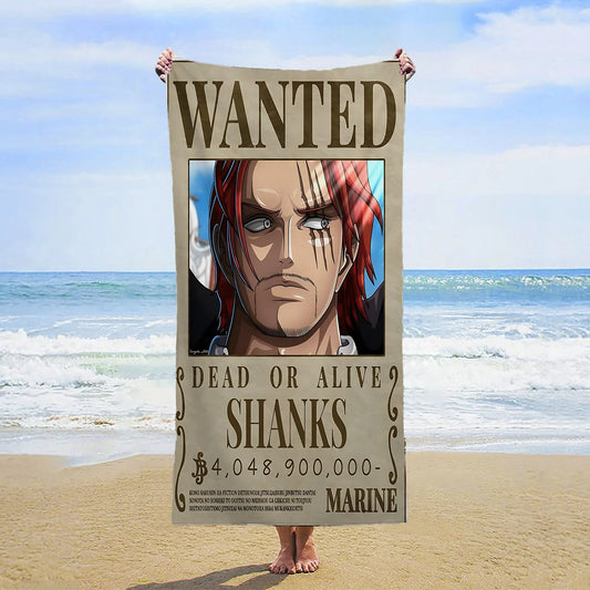 Ręcznik plażowy One Piece – Wanted Shanks Rudowłosy