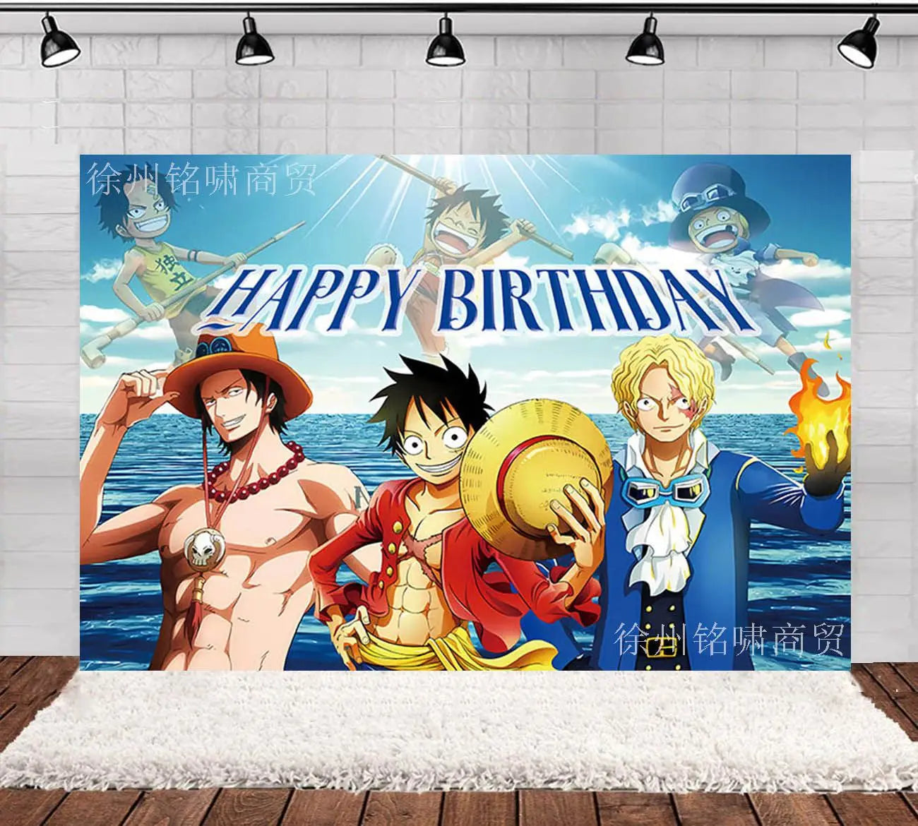 Baner „Happy Birthday” One Piece – girlanda imprezowa z Luffym i przyjaciółmi