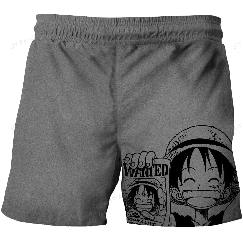 Jednoczęściowe kąpielówki One Piece – szary mangowy wzór z portretami załogi