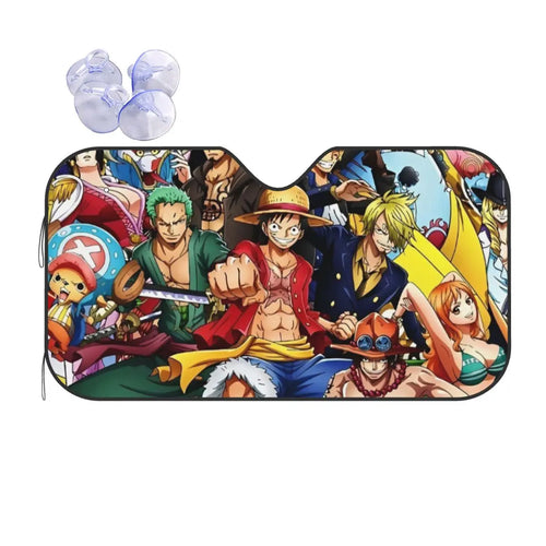 Przednia osłona przeciwsłoneczna One Piece – klasyczny kolaż twarzy załogi