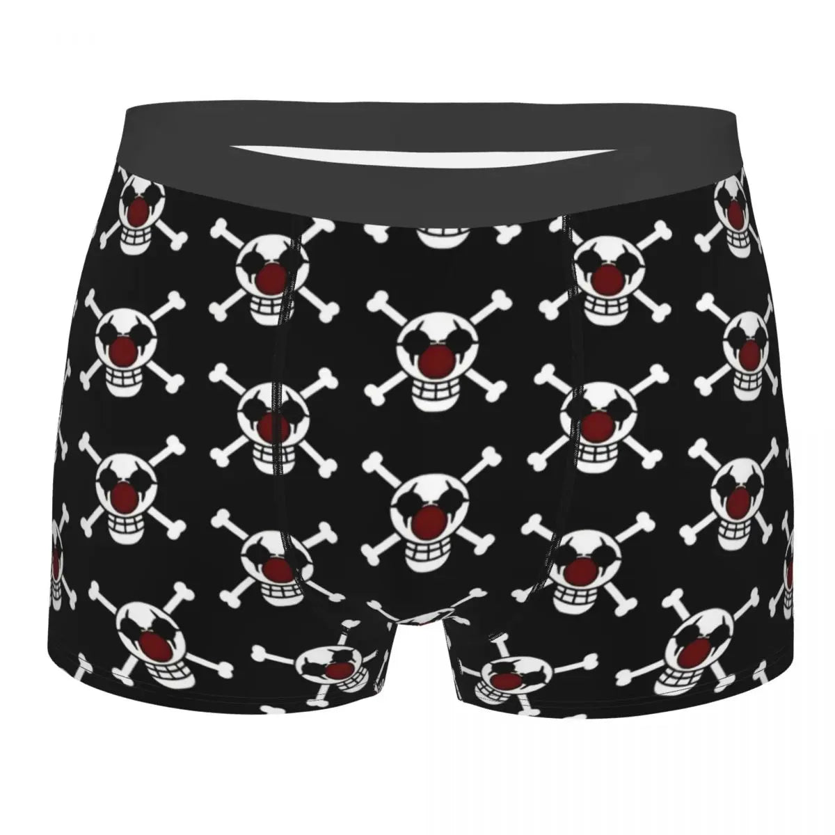 Bokserki One Piece – powtarzający się wzór Jolly Roger (czarne)
