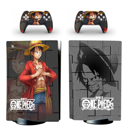 Naklejki na PS5 One Piece – Klasyczny czarno-biały portret Luffy’ego