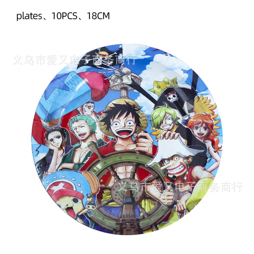 Papierowe talerze One Piece – design załogi Mugiwara (zestaw 10 sztuk)