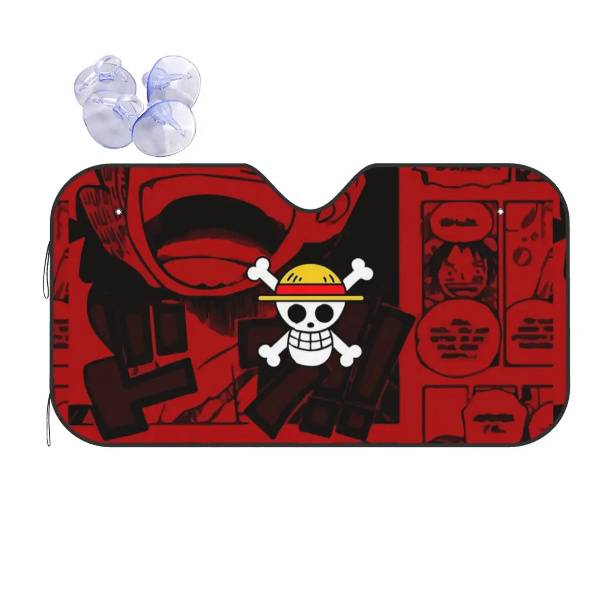 Osłona przeciwsłoneczna do samochodu One Piece – Luffy z czerwonym logo