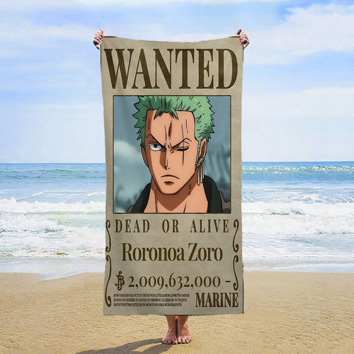 Ręcznik plażowy One Piece – Wanted Roronoa Zoro (Nowy Świat)