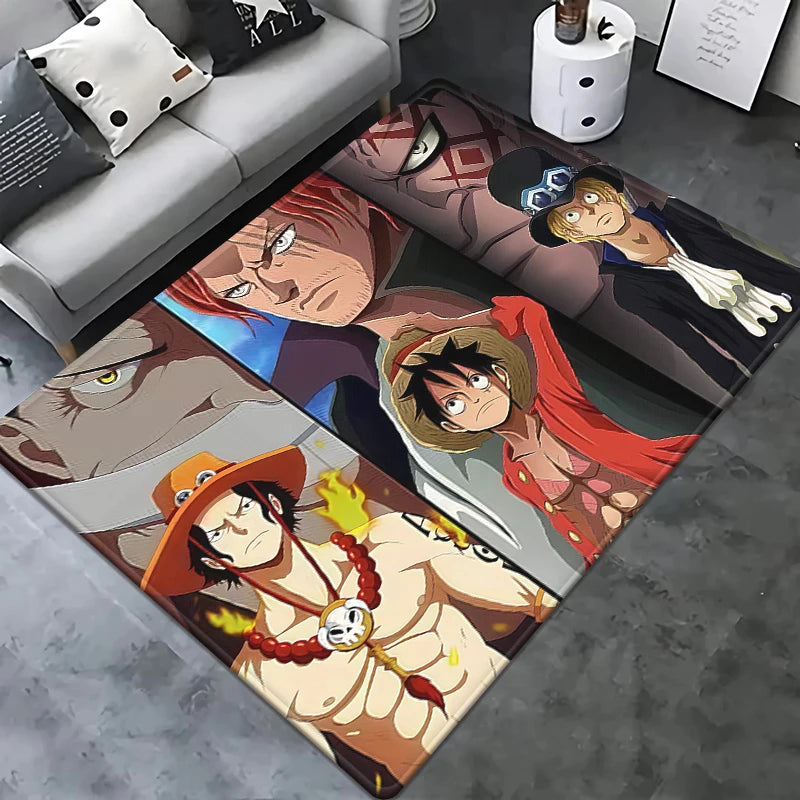 Dywan One Piece – portret Luffy’ego z czarnym logo Jolly Roger