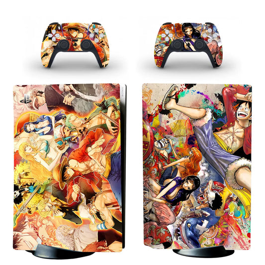 Naklejki na PS5 One Piece – Załoga Słomkowego Kapelusza w kolorze