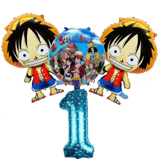 Zestaw balonów One Piece – dekoracja na 1. urodziny (niebieska cyfra)