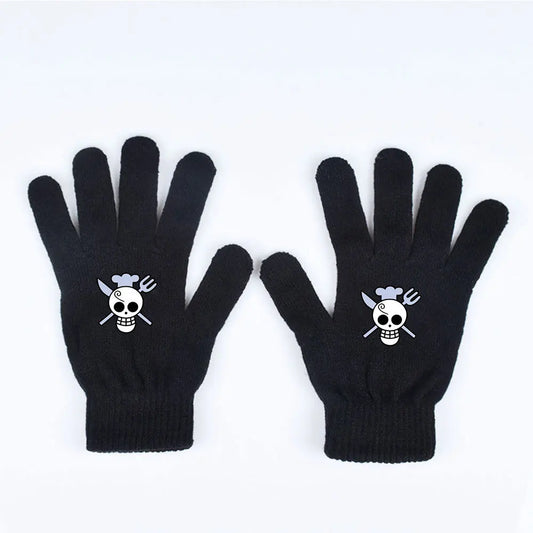 Rękawiczki One Piece – Minimalistyczna biała piracka czaszka