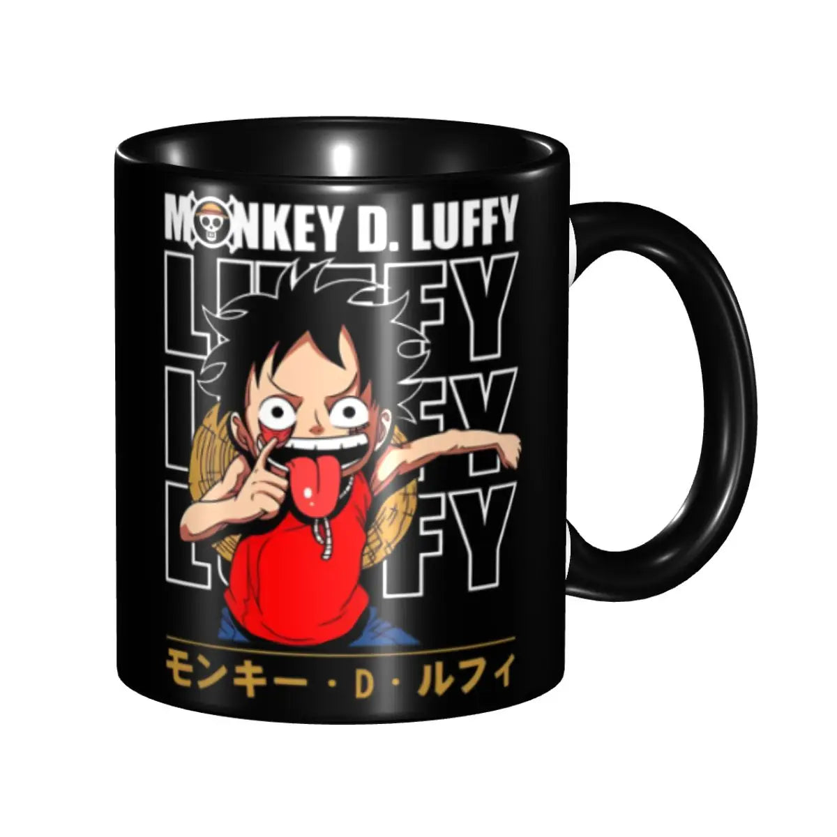 Kubek One Piece – Uśmiech Luffy’ego i kaligraficzne logo
