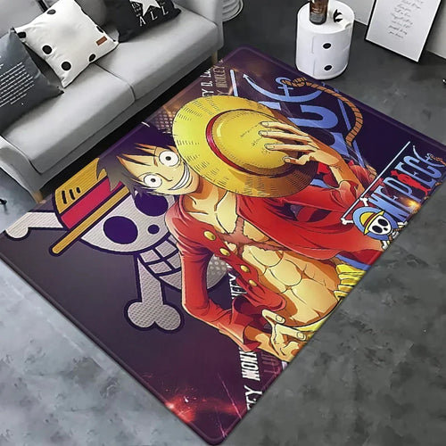 Dywan One Piece – portret Luffy’ego na tle czaszki